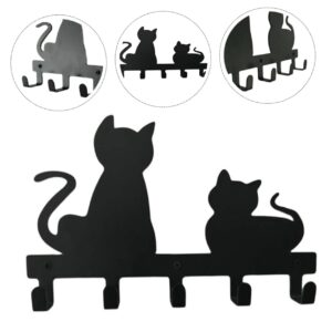 SEWOART 1pc Cat Towel Hook Black Coat Hooks Ceiling Hooks Heavy Duty Black Clothes Hangers Wall Shelf with Hooks Coat Rack Wall Mount with Shelf Cat Shaped Hooks Coat Hat Wall Hanger Key