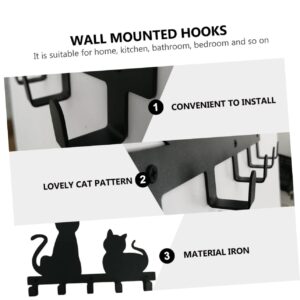 SEWOART 1pc Cat Towel Hook Black Coat Hooks Ceiling Hooks Heavy Duty Black Clothes Hangers Wall Shelf with Hooks Coat Rack Wall Mount with Shelf Cat Shaped Hooks Coat Hat Wall Hanger Key