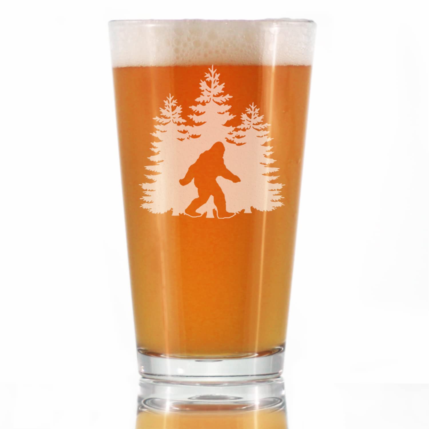 Bigfoot Pint Glass - Funny Bigfoot Gifts for Sasquatch Enthusiasts - 16 Oz Pint Glasses