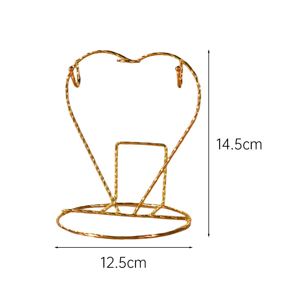 Heart Shaped Tea Cup and Saucer Display Stand Holder Rack Metal Cup Saucer Holder Tea Cup Holder Display Stainless Steel Coffee Mug Organizer for Plate Teapot - Gold