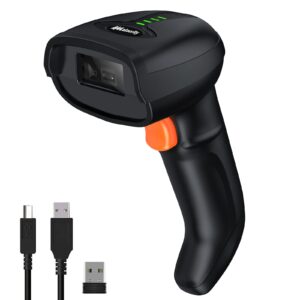 alacrity bluetooth wireless barcode scanner 328 feet transmission distance usb cordless 1d ccd automatic barcode reader handhold bar code scanner with usb receiver for store, supermarket, warehouse