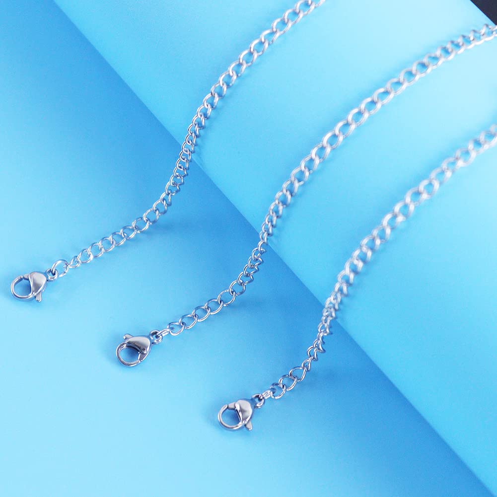 5Pcs Silver Stainless Steel Necklace Extender Chain Links Silver Lobster Necklace Extenders for Necklaces Bracelet Anklet Stainless Steel Chain Extenders for Jewelry Making (2in 3in 4in 5in 6in)