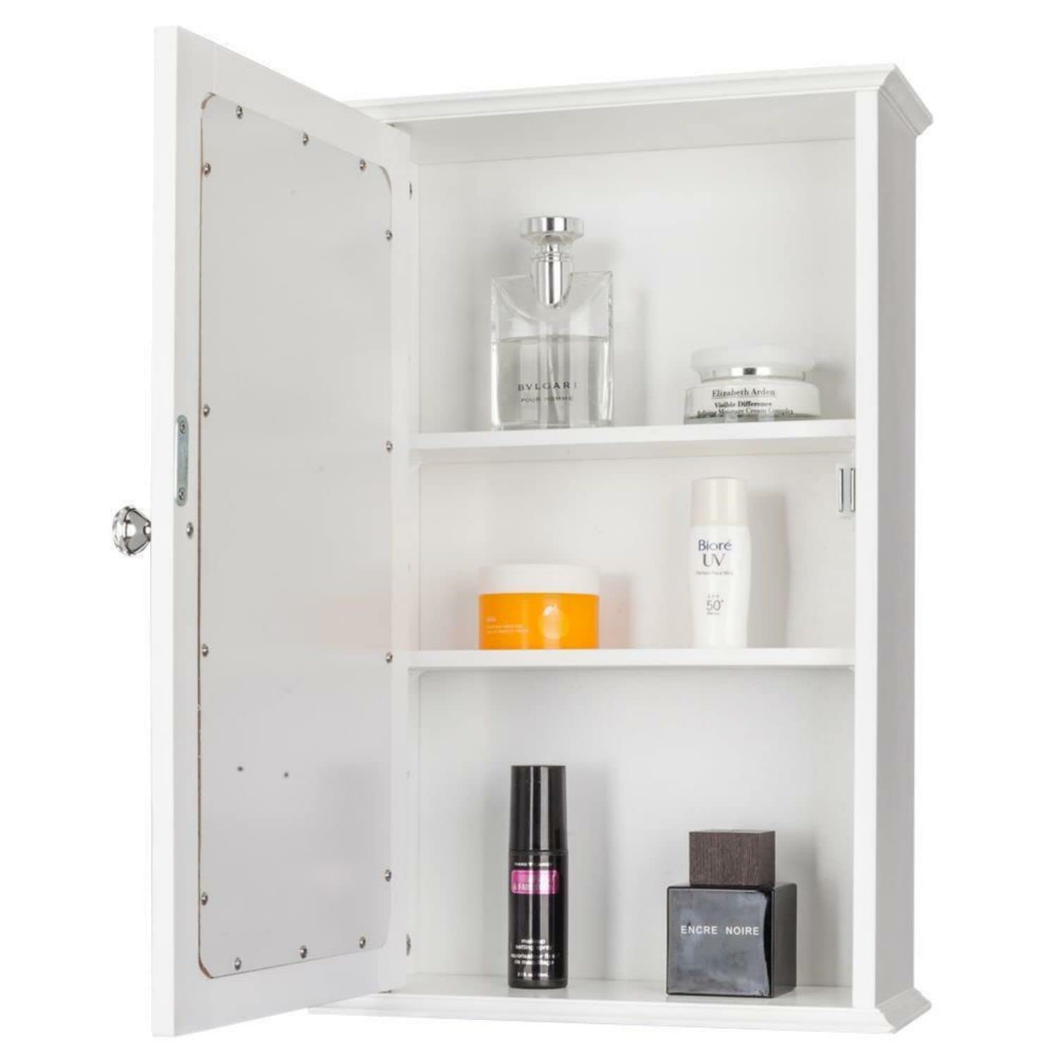 3 Tier Bathroom Wall Mount Medicine Cabinet w/Adjustable Shelves & Single Mirror