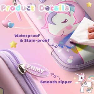 Unicorn Pencil Case, Cute Large Capacity Pen Box for Girls, 3D EVA Stationery Bag Pink Pencil Pouch Organizer with Compartments, Anti-Shock School Supplies Multi-Compartment for Kids Students (MOON L)