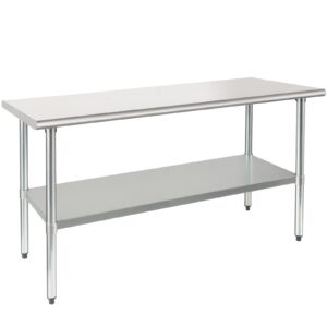 hardura stainless steel table 24x60 inches with undershelf and galvanized legs nsf heavy duty commercial prep work table for restaurant kitchen home and hotel