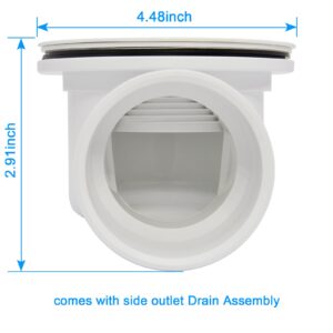 Low Profile Shower Drain, 1.5" Side Outlet Drain Assembly with Perforated Strainer, for 1.5" Replacement Shower Base PVC Drain and Side Outlet Drain