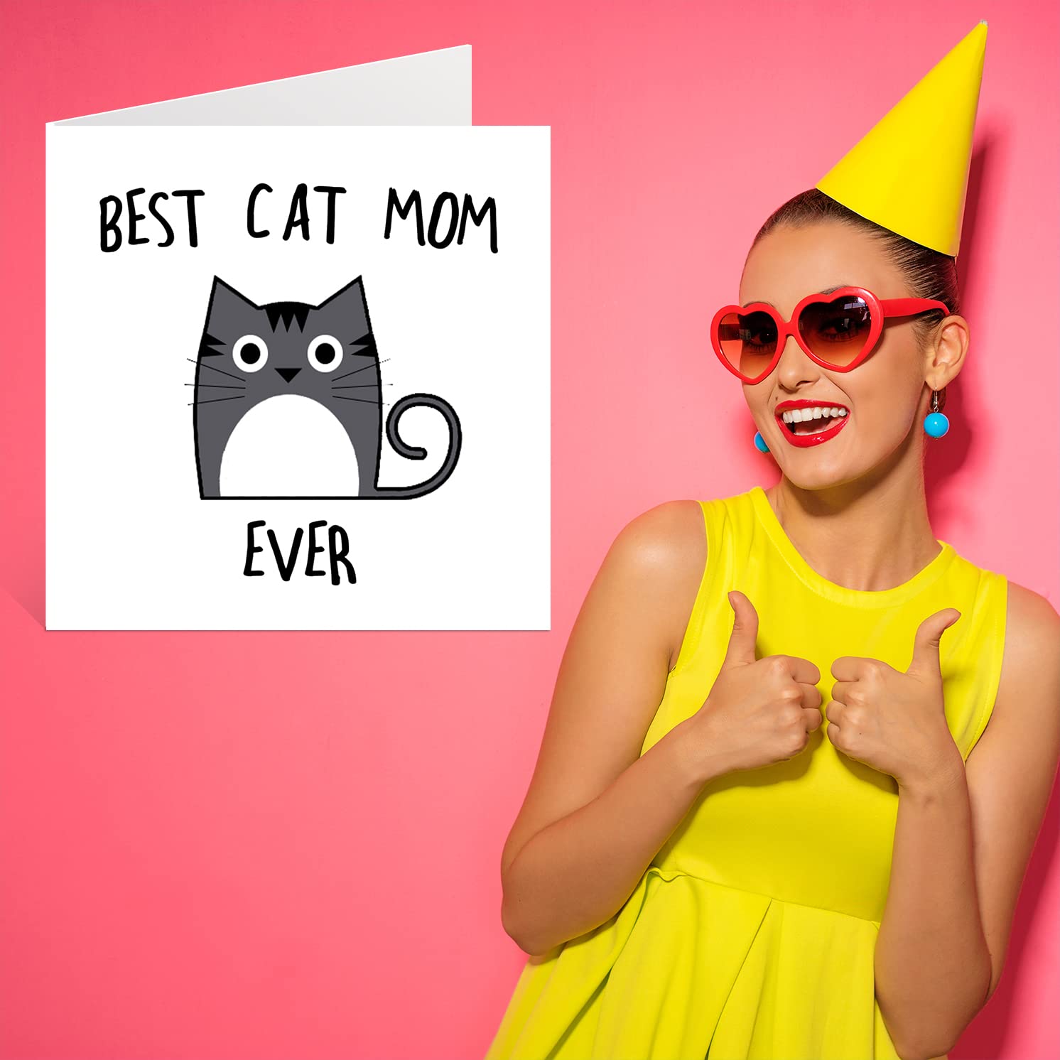 Stuff4 Birthday Cards for Mom from the Cat - Best Cat Mom Ever - Cat Birthday Card from Cat for Mom, Funny Cat Mom Gifts, 5.7 x 5.7 Inch Joke Happy Mother's Day Greeting Cards Gift for Mommy Mum Mama