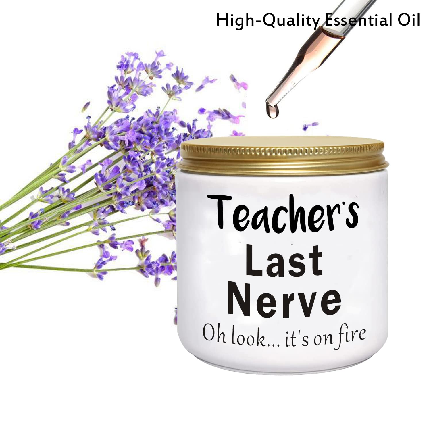 Funny Teacher Gifts for Women Teachers Appreciation Gift Personalized Novelty Lavender Scented Soy Candles for Birthday Christmas Teachers Last Nerve Candle