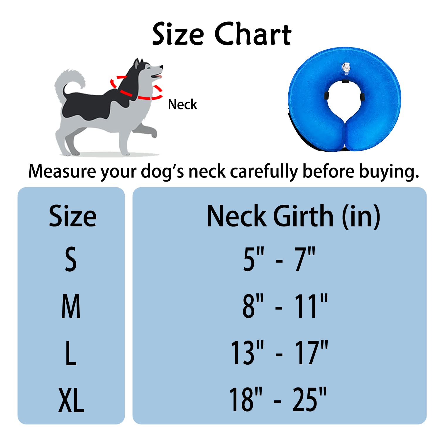 Dog Cone Collar for Small Medium Large Dogs After Surgery, Inflatable Dog Neck Donut Collar, Adjustable Dog Cone, E-Collar for Dogs Recovery, Soft Dog Cones Alternative, Protective Pet Cones for Dogs