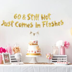 60th Birthday Gold Glitter Banner - Happy 60th Birthday Party Decorations