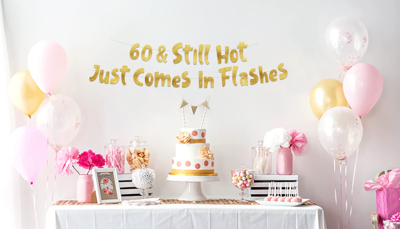 60th Birthday Gold Glitter Banner - Happy 60th Birthday Party Decorations