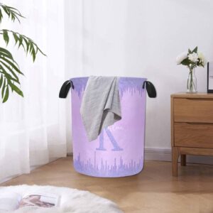 Custom Initials Name Family Name Laundry Basket for Boys Room, Purple Personalized Baseball Hampers with Names for Teens Women Men, Collapsible Dirty Clothes Baskets