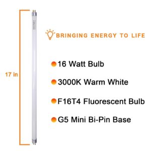 Celiwace 17 Inch T4 16W Fluorescent Bulb for Westek 20125 FA200WBC 16 Watt T4 Warm White, Furnlite FC-952 T4 Light Bulb G5 Base 3000K