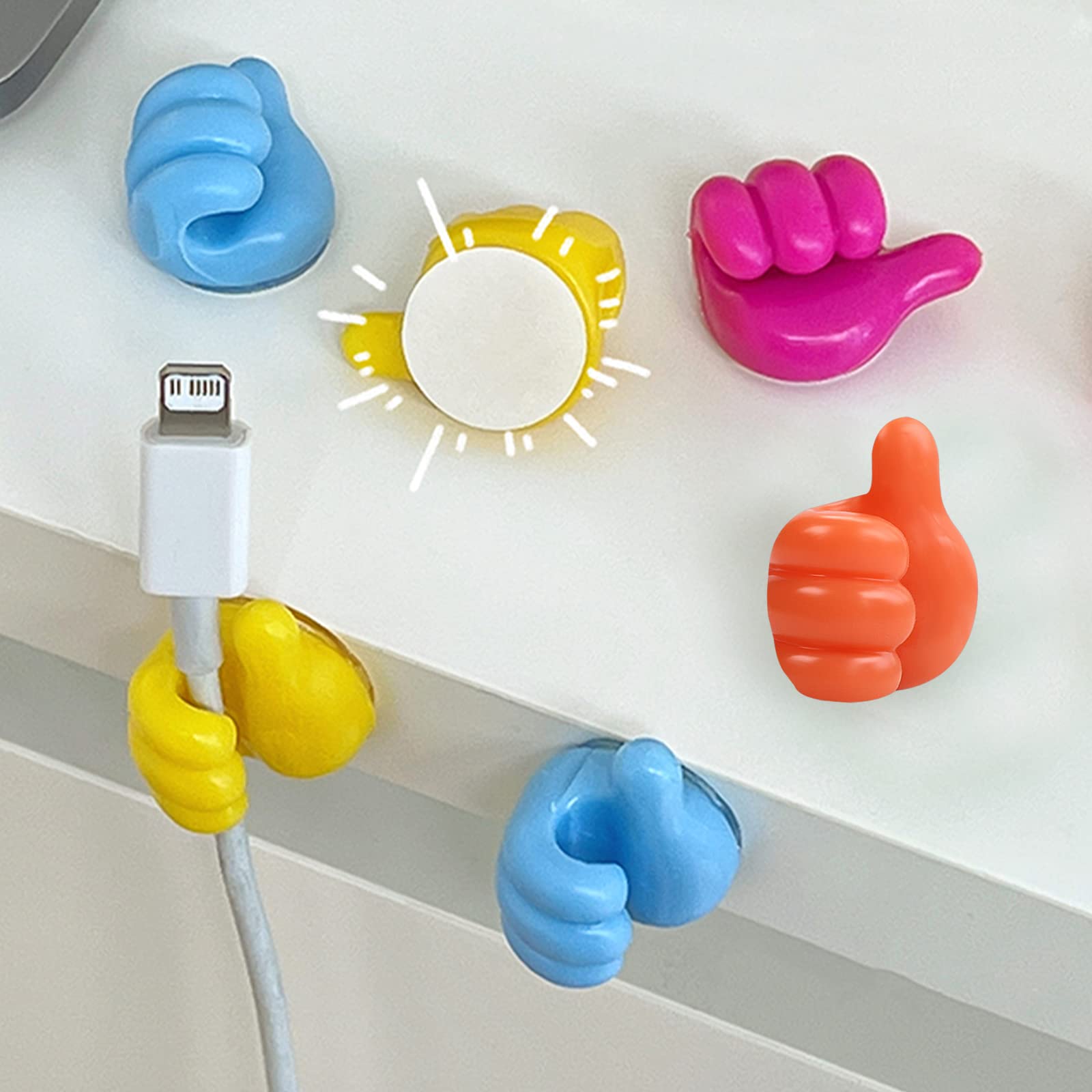 SUBANG 45 Pieces Silicone Thumb Hooks Self Adhesive Wall Decoration Hook Self Adhesive Key Hook Wall Hanger Multifunction Thumb Cable Clip