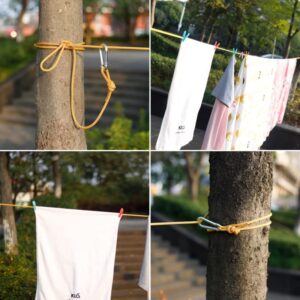 Clothesline Rope 15m/50ft Heavy Duty Drying Laundry Line Unique Design, Easy to Tighten, Adjustable for Camping Travel & Home Indoor Outdoor Laundry Clothesline