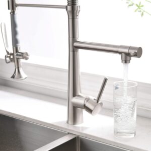 pull down kitchen sink faucet with sprayer brushed nickel