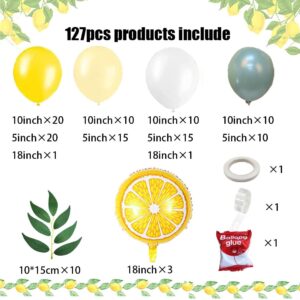 Lemon Baby Shower Decorations Lemonade party main squeeze bridal shower decorations Summer Fruit Party Supplies White Pastel Yellow Balloon Garland Kit