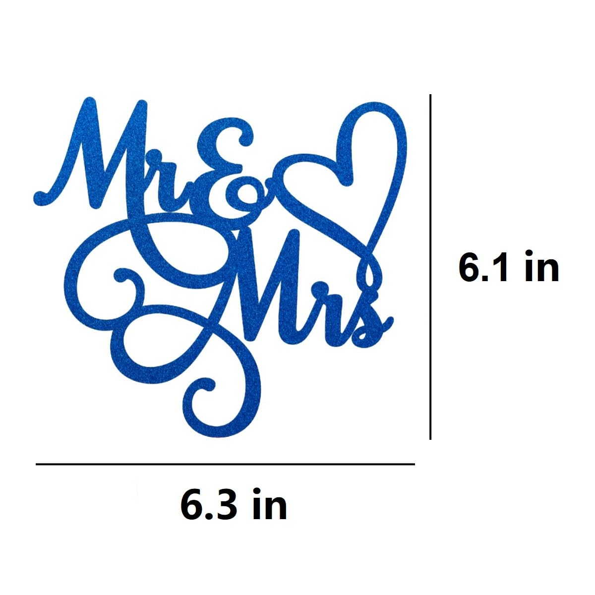 Mr & Mrs Cake Toppers Wedding Bride And Groom Blue Glitter, Wedding Engagement Cake Picks Bridal Shower Cake Decorations, Mr And Mrs Party Decorations Cake Decor