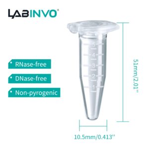 LABINVO 5ml Sterile Microcentrifuge Tubes with Safe-Lock Cap, Pack of 200, Max.RCF25000×G Conical Bottom Centrifuge Tubes, PP Material, Molded Graduation 10.5x51mm, IN-MT50A