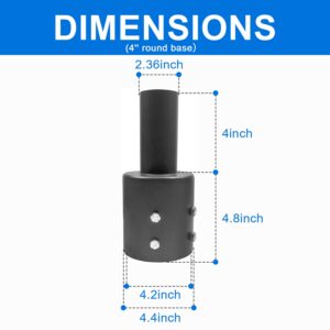 4 Inch Round Pole Mount Tenon Adapter with 2-3/8" OD Tenon, Vertical Bracket Adapter with Slip Fitter Mount for Outdoor Shoebox Lighting Street LED Parking Lot Light - Bronze Finish