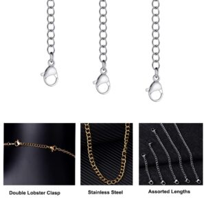 5Pcs Silver Stainless Steel Necklace Extender Chain Links Silver Lobster Necklace Extenders for Necklaces Bracelet Anklet Stainless Steel Chain Extenders for Jewelry Making (2in 3in 4in 5in 6in)