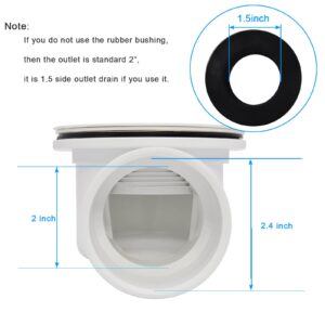 Low Profile Shower Drain, 1.5" Side Outlet Drain Assembly with Perforated Strainer, for 1.5" Replacement Shower Base PVC Drain and Side Outlet Drain