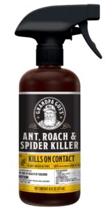 grandpa gus's natural ant, roach & spider killer spray, plant-based actives kill insects & bugs on contact, non-greasy, not flammable, no stains, fresh scent, 16 oz