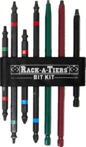 rack-a-tiers rough-in bit kit - 7 pcs driver bit set, electrical bits, double ended impact bits, electrician drill bit kit, electrical rough-in impact bits (rough-in kit) (72711)