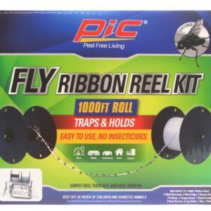 Fly Ribbon Line Trap Kit, Fly Reel Sticky Tape Trap, 1000 ft, Indoor Outdoor Disposable Fly Strip, Non-Toxic