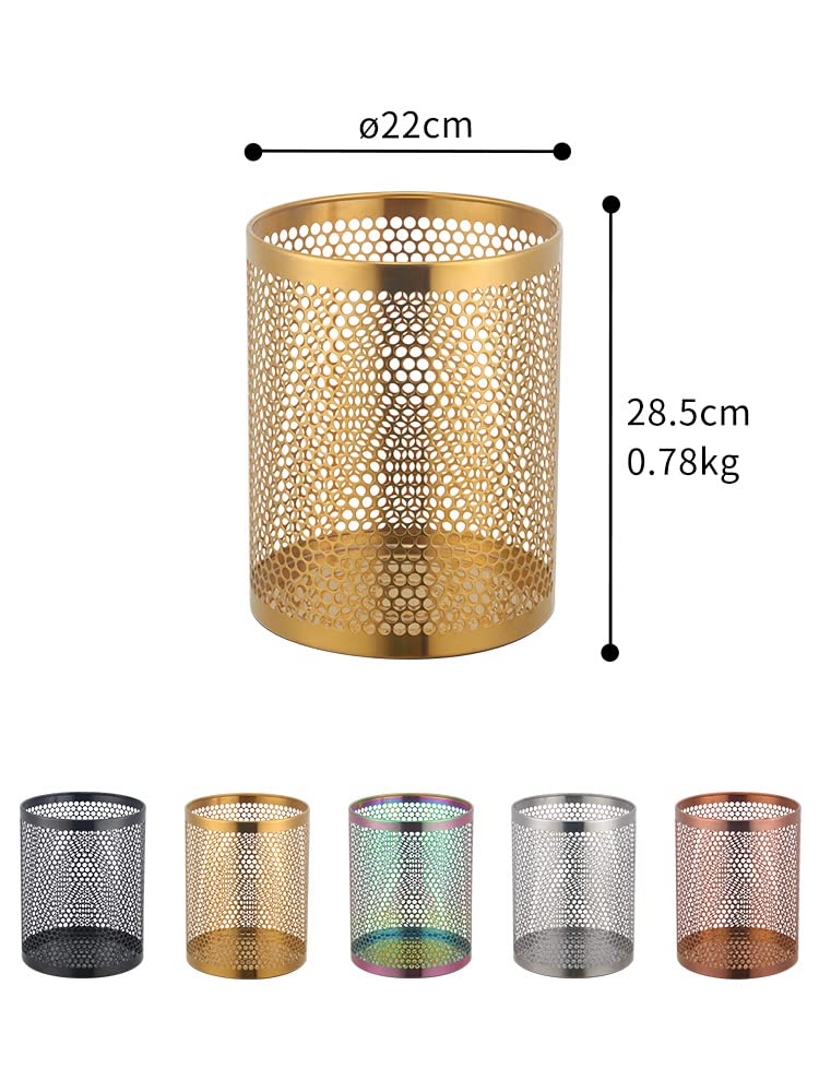 QOBIMOON Mesh Wastebasket Round Mesh Stainless Steel Wastebasket Trash Can Recycling Bin for Home, Office, Bathroom, Bedroom & Kitchen, 3.5 Gallon / 12L, 11" H x 10" D Garbage Can -Rainbow Color