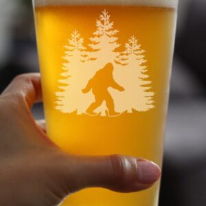 Bigfoot Pint Glass - Funny Bigfoot Gifts for Sasquatch Enthusiasts - 16 Oz Pint Glasses