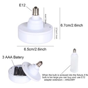 ANUOMY E12 Battery Operated Light Bulb,Screw in Puck Lights with Remote,Battery Powered LED Light Bulbs Small Puck Light for Not Electricity Wall Sconce Hanging Lamp Pendant Light