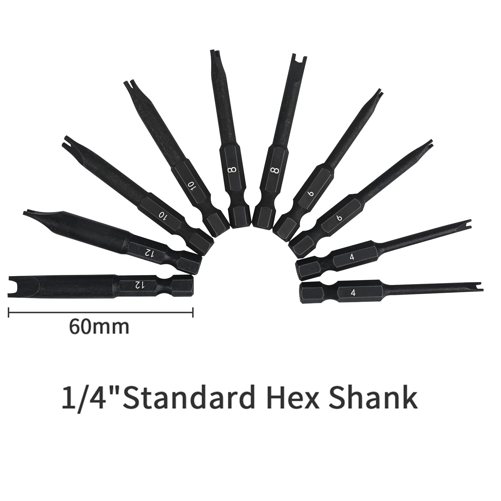 Spanner Bit Set (10 Pack - 2.3" Long Magnetic Heads) Spanner Fork Snake-Eye Security Screwdriver Bit Sizes: 4, 6, 8, 10, 12 (2 of Each Size)