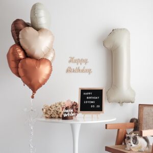 Brown Apricot Heart Balloons, 10Pcs Coffee Cream Beige Foil Heart Shape Balloons, 18inch Nude Neutral Foil Balloons for Helium Valentines Decorations for Engagement, Brithday, Baby Shower, Wedding