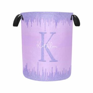 custom initials name family name laundry basket for boys room, purple personalized baseball hampers with names for teens women men, collapsible dirty clothes baskets