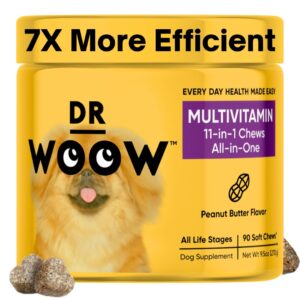 dr woow multivitamins for dogs - everyday vitamins for dogs | gut immune health, joint heart eye support | dog supplements glucosamine chondroitin, digestion probiotics, omega 3 fish oil | 90 ct