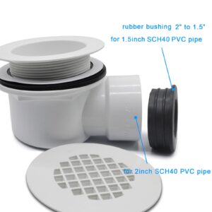 Low Profile Shower Drain, 1.5" Side Outlet Drain Assembly with Perforated Strainer, for 1.5" Replacement Shower Base PVC Drain and Side Outlet Drain