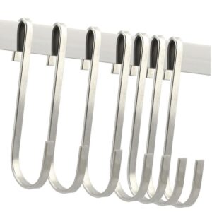 yyangz 10pcs Stainless Steel Flat Hooks S Hooks Hangers for Kitchenware, Pots, Utensils, Plants, Towels, 5" L Size