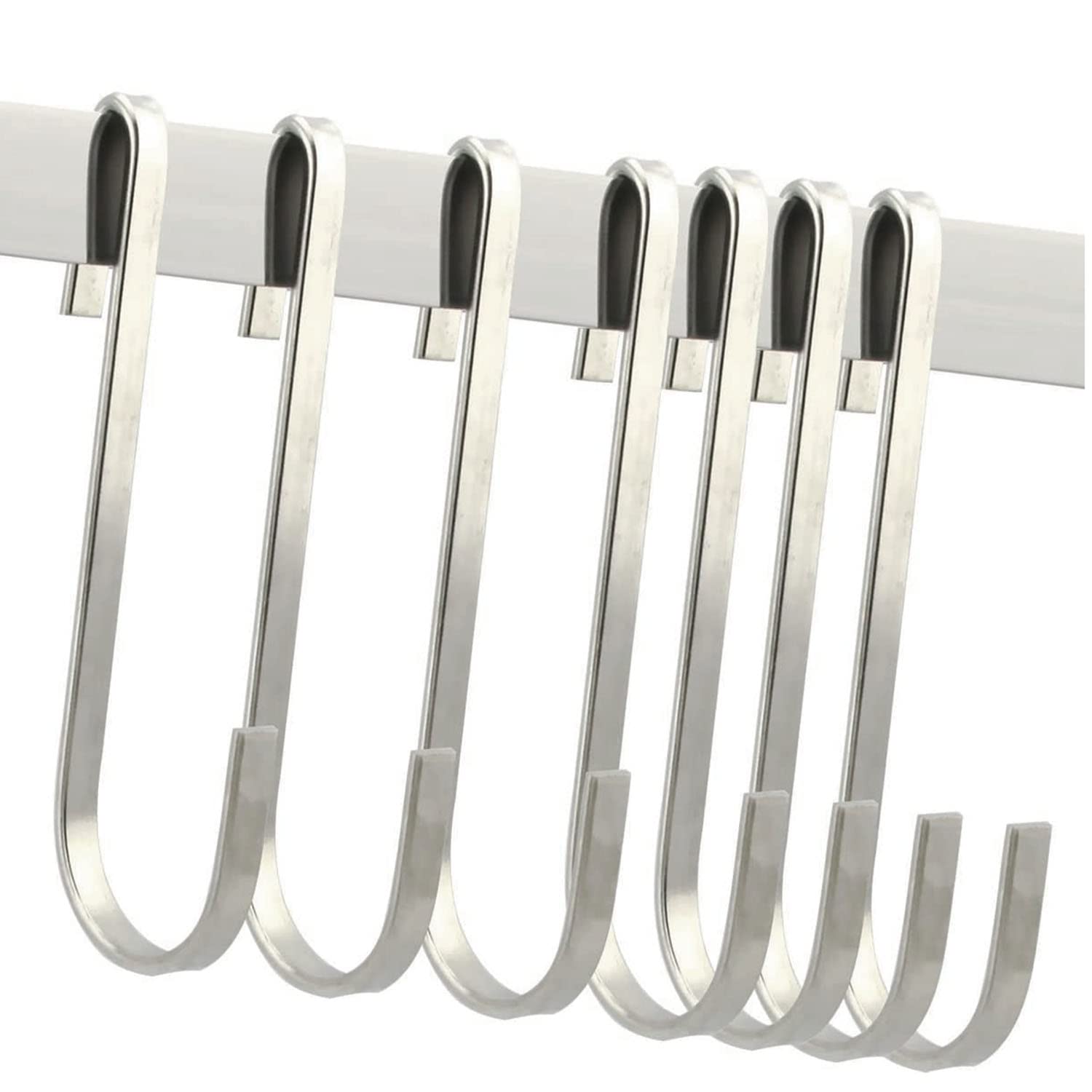 yyangz 10pcs Stainless Steel Flat Hooks S Hooks Hangers for Kitchenware, Pots, Utensils, Plants, Towels, 5" L Size