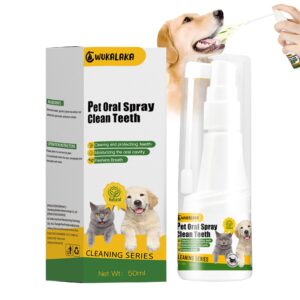 wukalaka dog breath freshener, teethcleaning spray for dogs & cats, pet oral spray clean teeth, dog dental care teeth cleaning spray, remove & fight bad breath caused by tartar for dogs & cats