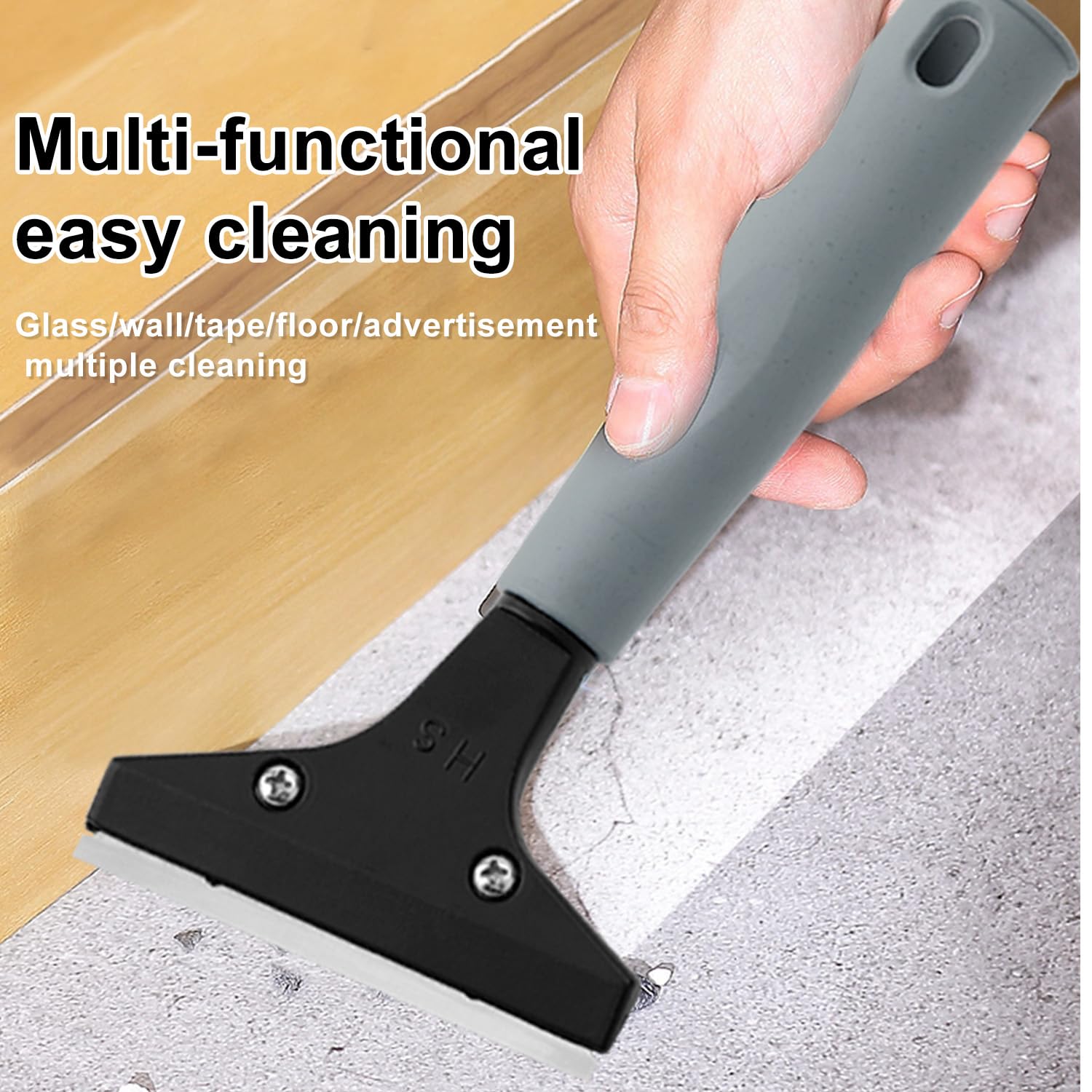 Heavy Duty 4-inch Razor Blade Floor Scraper, 45 Inch Long-Handle, Cleaning Glass Wall Scraper, with 10 Blades, Painting stripping tools, Tile, Floors, Walls