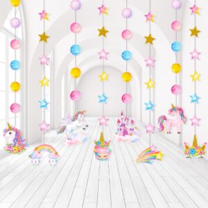 herdear 8 packs unicorn themed party hanging decorations unicorn ceiling garland paper unicorn birthday hanging cutouts banner for kids girls unicorn theme birthday baby shower party supplies decor