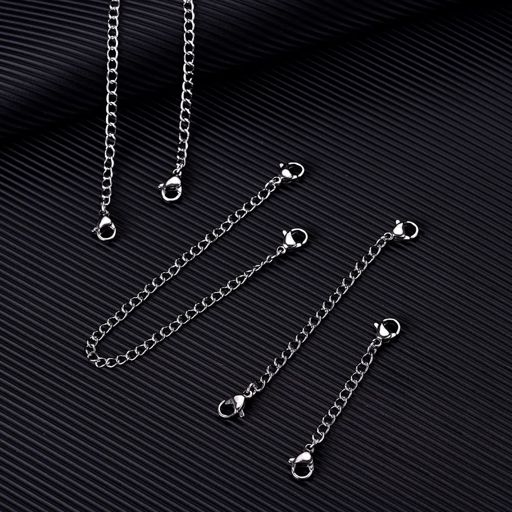 5Pcs Silver Stainless Steel Necklace Extender Chain Links Silver Lobster Necklace Extenders for Necklaces Bracelet Anklet Stainless Steel Chain Extenders for Jewelry Making (2in 3in 4in 5in 6in)