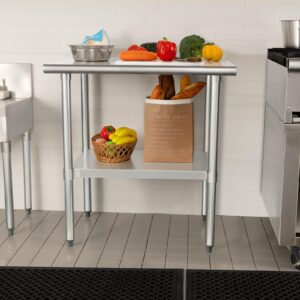 HARDURA Stainless Steel Table Prep & Work Table 24 x 30 Inches NSF Heavy Duty Commercial with Undershelf and Backsplash for Restaurant Kitchen Home and Hotel