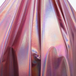 AnnyCraft Metallic Foil Stretch Fabric Hologram Spandex, for Sewing Dancewear Costumes, 58 Inch Wide, 1 Yard - Iridescent Pink