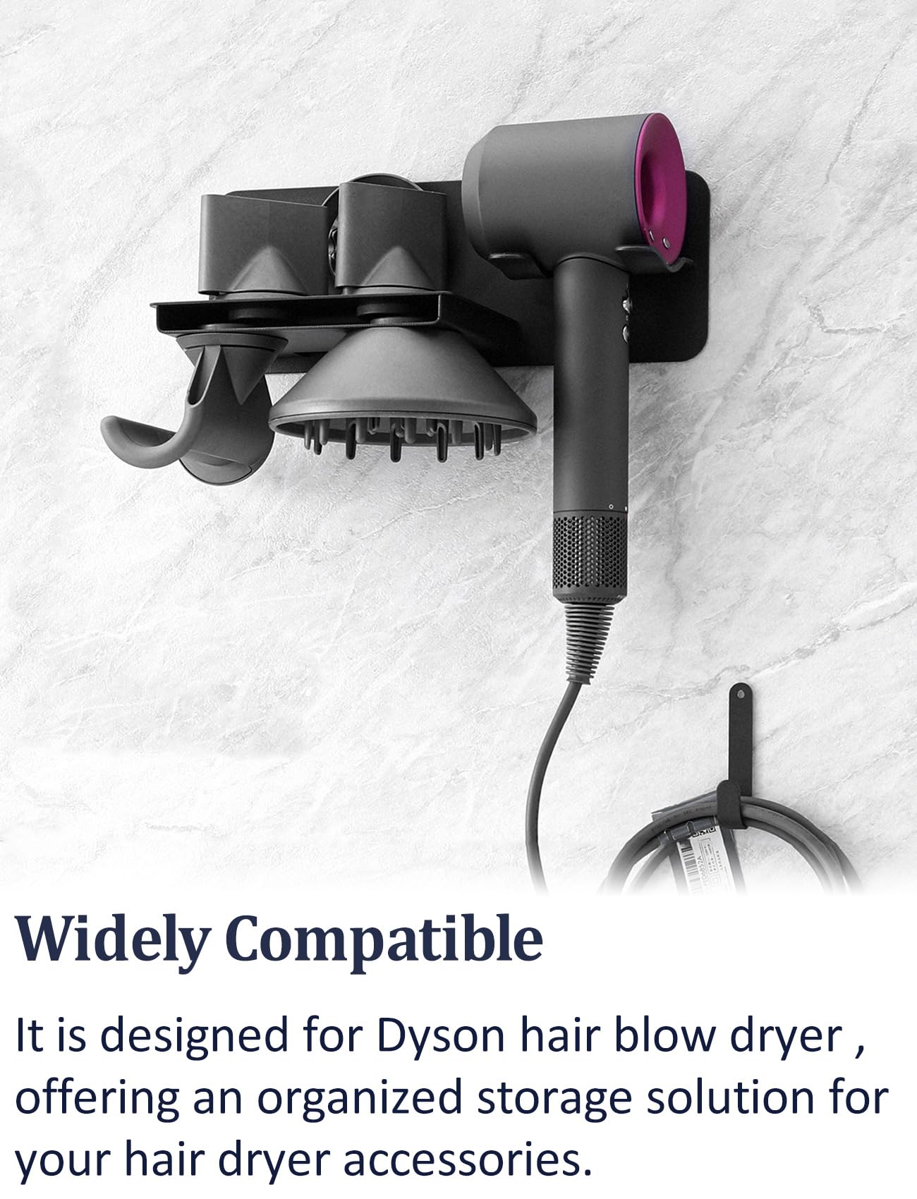 Hair Dryer Holder for Dyson Supersonic Airwrap Hair Dryer, Metal Blow Dryer Stand for Bathroom and Salon, Wall Mount Attachments Storage