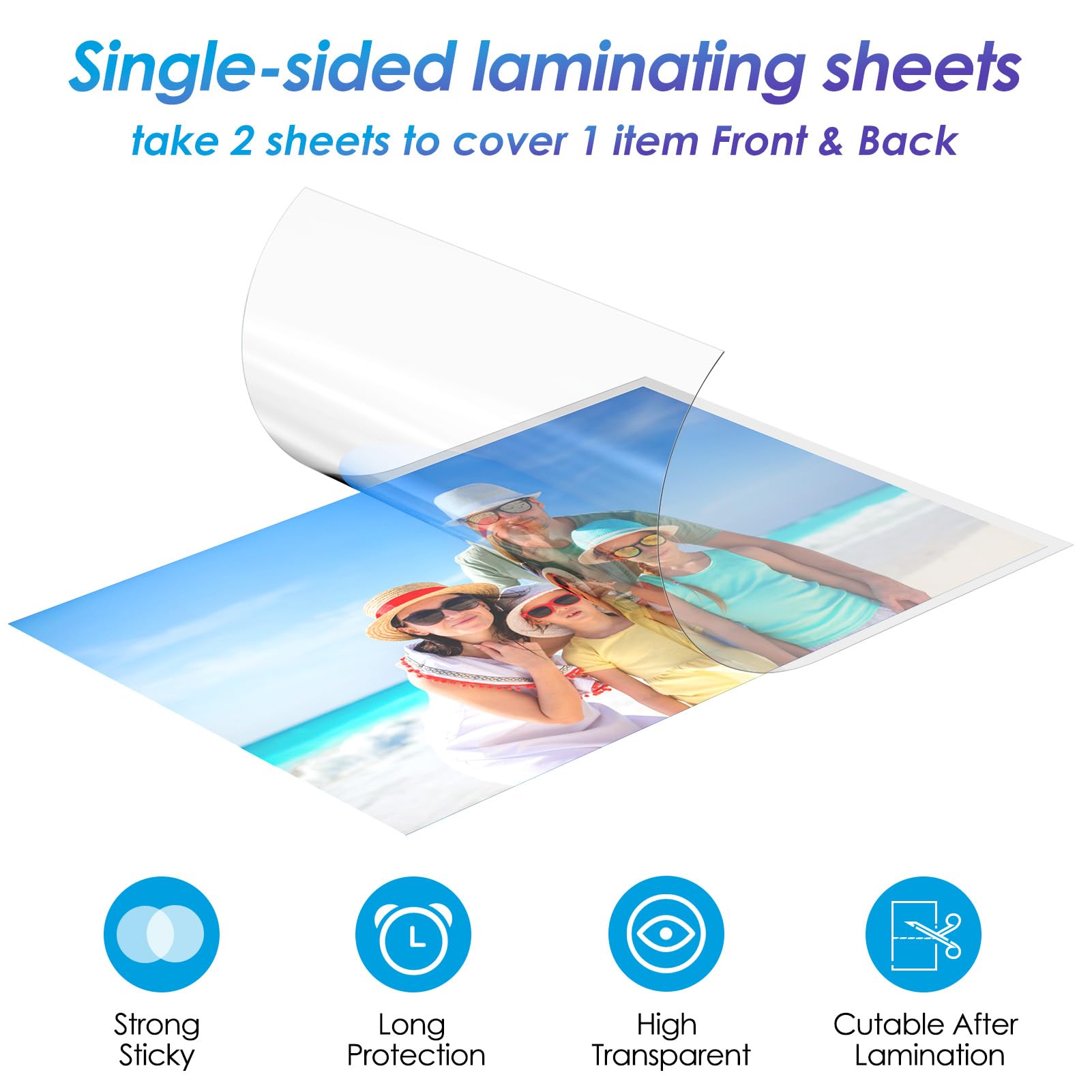 KTRIO Self-Adhesive Laminating Sheets 8.5 x 11 inches, 25 Sheets, 4 Mil Thickness, Clear Self Sealing Laminate Sheets for Crafts, No Machine Needed Self Laminating Sheets