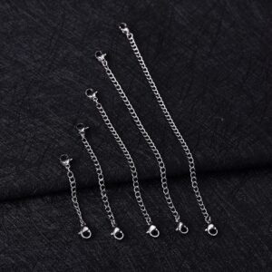 5Pcs Silver Stainless Steel Necklace Extender Chain Links Silver Lobster Necklace Extenders for Necklaces Bracelet Anklet Stainless Steel Chain Extenders for Jewelry Making (2in 3in 4in 5in 6in)