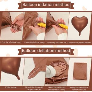 Brown Apricot Heart Balloons, 10Pcs Coffee Cream Beige Foil Heart Shape Balloons, 18inch Nude Neutral Foil Balloons for Helium Valentines Decorations for Engagement, Brithday, Baby Shower, Wedding