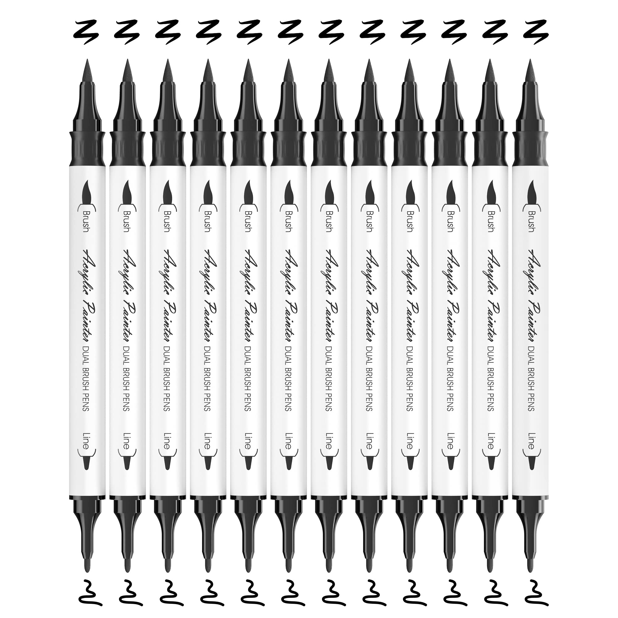 Mogyann Black Paint Pen, 12 Pack Acrylic Paint Markers for Canvas, Wood, Stone, Ceramic